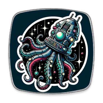 Phantasie Oktopus Raumschiff - Viereckiger Kühlschrankmagnet - Weiß - Vorne