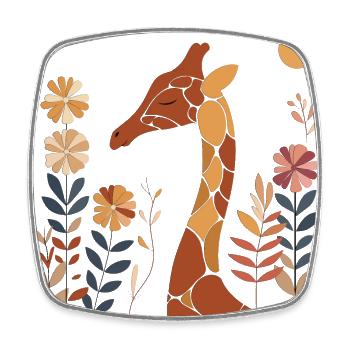 Florale Giraffe - Viereckiger Kühlschrankmagnet - Weiß - Vorne