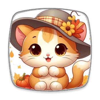 Herbst Kat3 - Viereckiger Kühlschrankmagnet - Weiß - Vorne