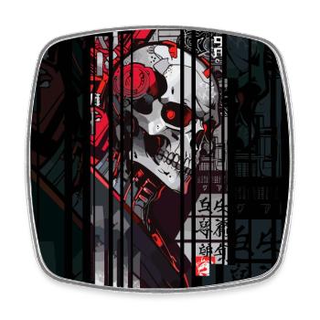 Ver.2 - Cyborg skull kanji - Square fridge magnet - white - Front