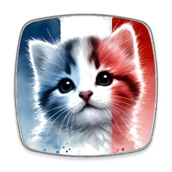 Mister Cat In Frankreich - Viereckiger Kühlschrankmagnet - Weiß - Vorne
