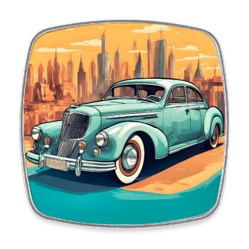 Vintage Shabby Chic Cabrio Auto - Viereckiger Kühlschrankmagnet - Weiß - Vorne