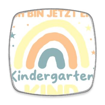 Kindergartenkind Regenbogen Ich bin jetzt im - Viereckiger Kühlschrankmagnet - Weiß - Vorne