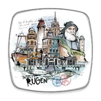 Insel Rügen Collage - Viereckiger Kühlschrankmagnet - Weiß - Vorne