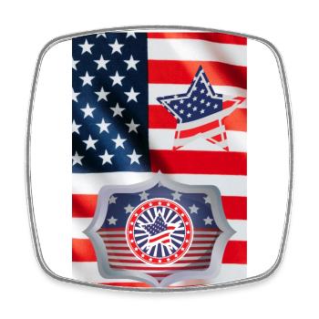 USA, Sterne und Gürtel - Viereckiger Kühlschrankmagnet - Weiß - Vorne