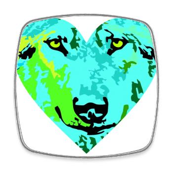Heart Wolf Light 3 D Art - Square fridge magnet - white - Front