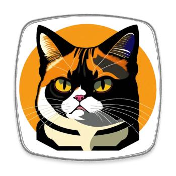 Katze - Viereckiger Kühlschrankmagnet - Weiß - Vorne