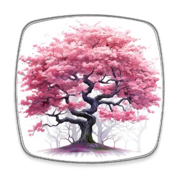 Cherry Blossom Tree - Viereckiger Kühlschrankmagnet - Weiß - Vorne