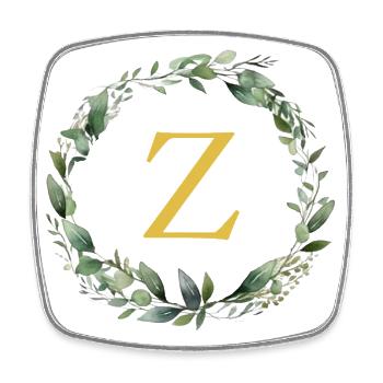 Z Monogram, Eucalyptus Wreath - Square fridge magnet - white - Front
