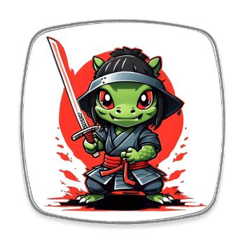 Ninja-Aligator #1 - Viereckiger Kühlschrankmagnet - Weiß - Vorne