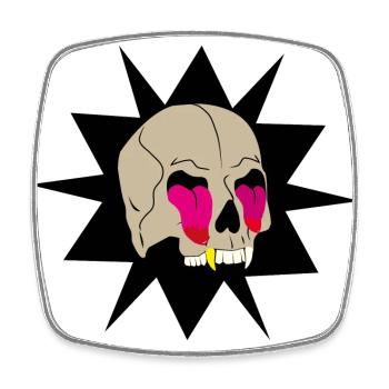 Skull that pulls tongues - Square fridge magnet - white - Front