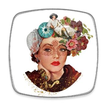 Vintage Flower Girl - Viereckiger Kühlschrankmagnet - Weiß - Vorne