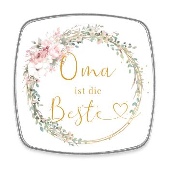 Oma ist die Beste! Floral, personalisierbar - Viereckiger Kühlschrankmagnet - Weiß - Vorne
