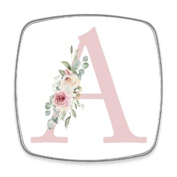 A| Monogram | Eucalyptus Pastel Flower Blue - Square fridge magnet - white - Front