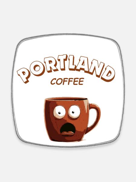 Portland coffee - Square fridge magnet - white
