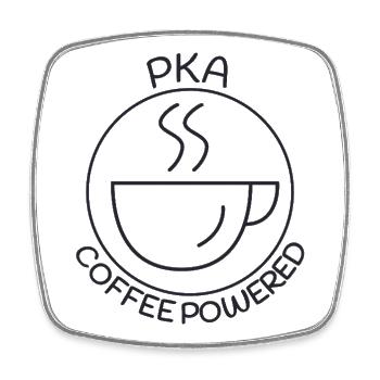 PKA Coffee Powered Apotheke - Viereckiger Kühlschrankmagnet - Weiß - Vorne
