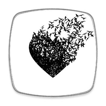 Heart Flying Birds Love Heart - Square fridge magnet - white - Front