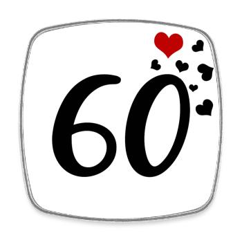 60th birthday anniversary hearts 60 - Square fridge magnet - white - Front