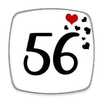 56. Geburtstag Jubiläum Herzen 56 - Viereckiger Kühlschrankmagnet - Weiß - Vorne