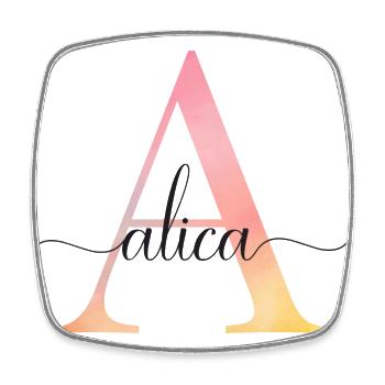 Un | Monogramme | Nom | Alica |Aquarelle - Magnet carré - blanc - Devant