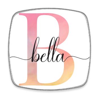 B | Monogramm | Name | Bella |Watercolor - Viereckiger Kühlschrankmagnet - Weiß - Vorne