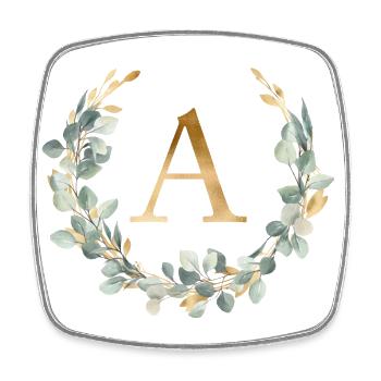 A Monogram Eucalyptus Wreath - Square fridge magnet - white - Front