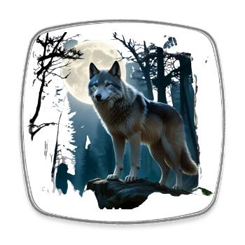 Wolf Moon - Square fridge magnet - white - Front