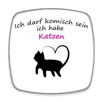 Ich darf komisch sein ich habe Katzen - Viereckiger Kühlschrankmagnet - Weiß - Vorne