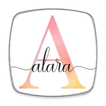 Un | Monogramme | Nom | Alara |Aquarelle - Magnet carré - blanc - Devant