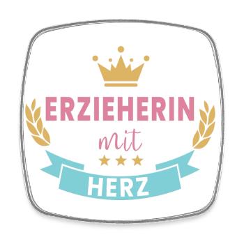 Erzieherin mit Herz - personalisierbares Design - Viereckiger Kühlschrankmagnet - Weiß - Vorne