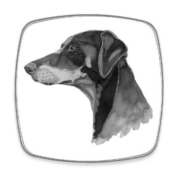 Pince Doberman - Magnet carré - blanc - Devant