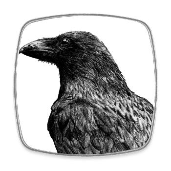 Raven - Square fridge magnet - white - Front