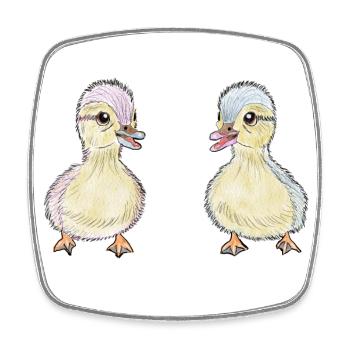 Deux petits canards - Magnet carré - blanc - Devant
