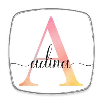 A| Monogramm | Name |Adina |Watercolor - Viereckiger Kühlschrankmagnet - Weiß - Vorne