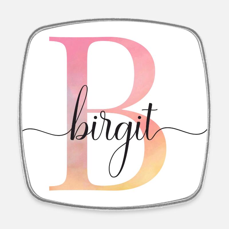 B | Monogramm | Name | Birgit |Watercolor - Viereckiger Kühlschrankmagnet - Weiß