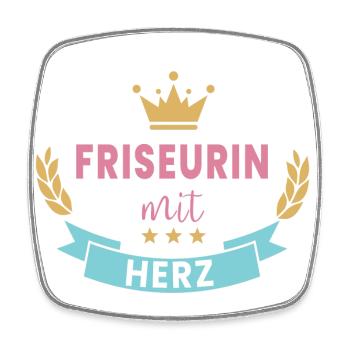 Friseurin mit Herz - personalisierbar, floral - Viereckiger Kühlschrankmagnet - Weiß - Vorne