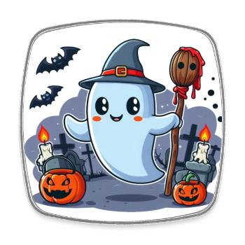 Herr Buh Halloween - Viereckiger Kühlschrankmagnet - Weiß - Vorne