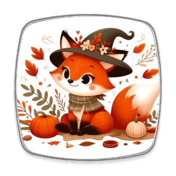 Fuchs Herbst 12 - Viereckiger Kühlschrankmagnet - Weiß - Vorne