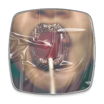 Lolli lippen Glitzer - Viereckiger Kühlschrankmagnet - Weiß - Vorne