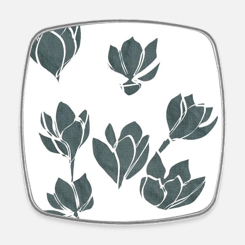 Linocut Crocuses - Square fridge magnet - white