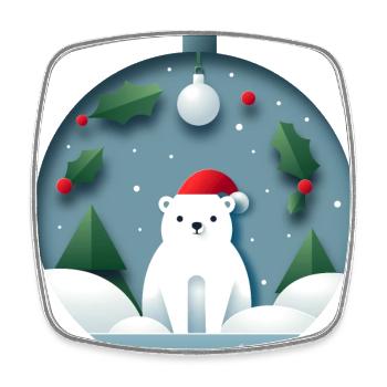 Polar bear in Christmas ball - Square fridge magnet - white - Front