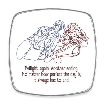 Vampir Line-Art Design mit Quote - Viereckiger Kühlschrankmagnet - Weiß - Vorne
