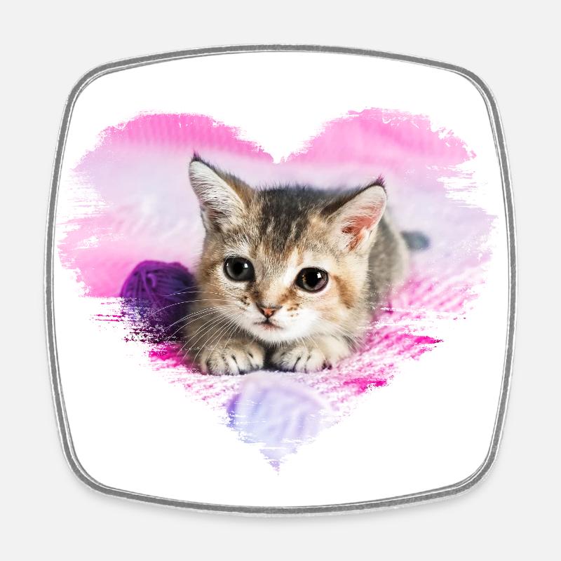 doux chaton dans un cœur - Magnet carré - blanc