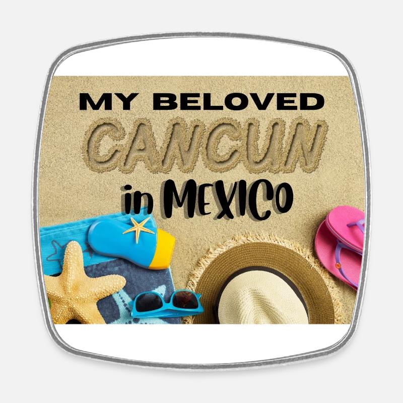 Cancun, greetings from Cancun - Square fridge magnet - white
