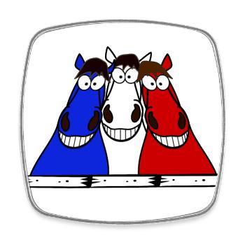 Blue White Red Horses - Square fridge magnet - white - Front