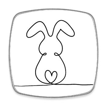 Lapin à une ligne - Magnet carré - blanc - Devant