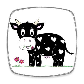 Warm cow :o) - Square fridge magnet - white - Front