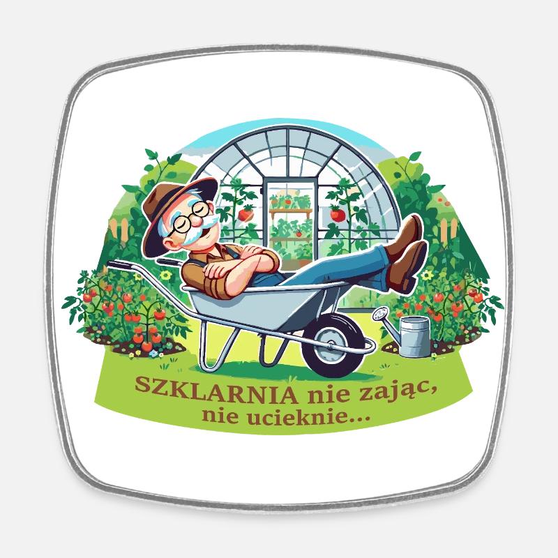 A greenhouse will not run away - Square fridge magnet - white