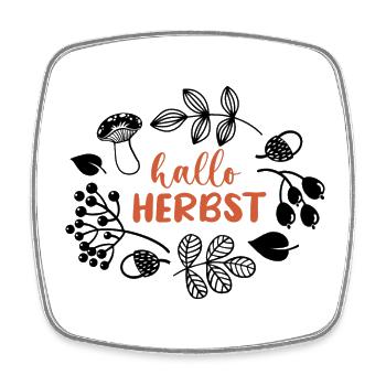 hallo Herbst - Herbstkranz - Viereckiger Kühlschrankmagnet - Weiß - Vorne
