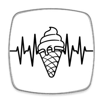 Ice cream love ice heartbeat - Square fridge magnet - white - Front
